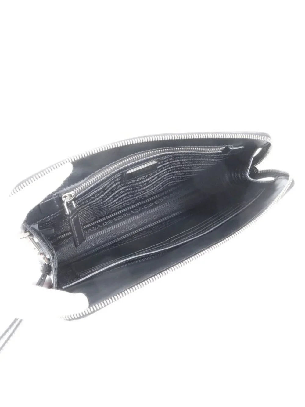 Prada Included Saffiano Leather Clutch Pouch Black